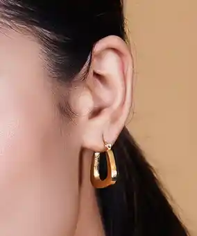 Sculpted Gold U-Hoop Earrings